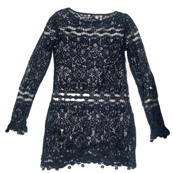 For Love and Lemons Black Mesh Lace Mini Dress - Picture 5 of 9